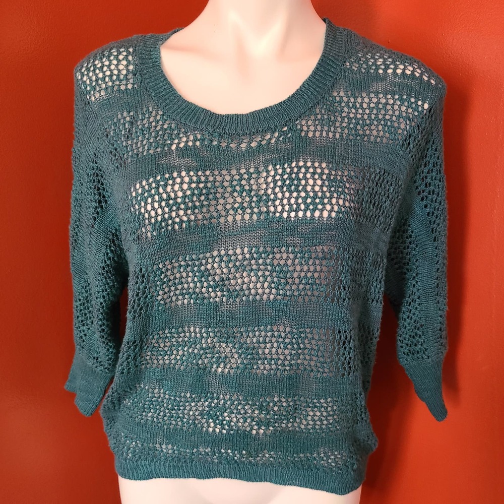Aphorism Teal Sweater 3/4 Sleeve Size XS